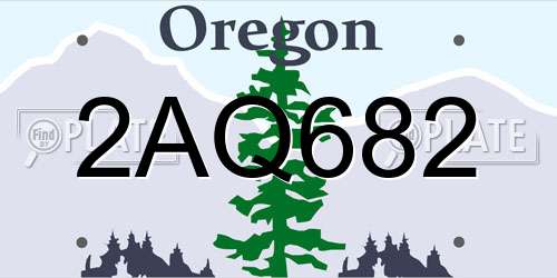 2AQ682 Oregon License Plate