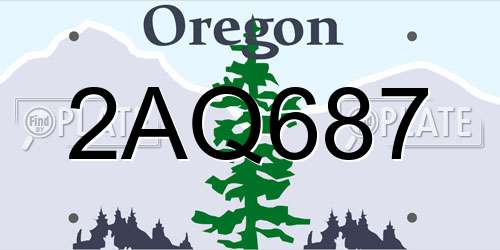 2AQ687 Oregon License Plate