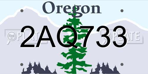 2AQ733 Oregon License Plate