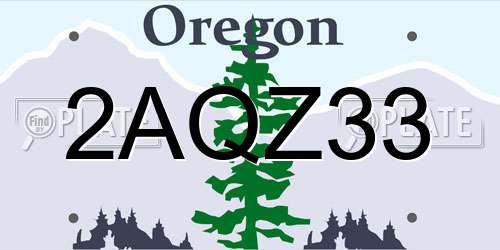 2AQZ33 Oregon License Plate