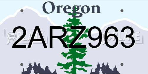 2ARZ963 Oregon License Plate