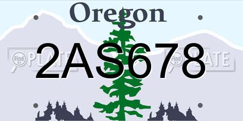 2AS678 Oregon License Plate