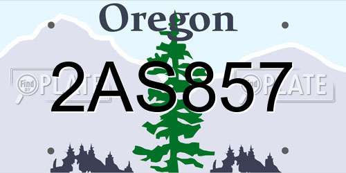 2AS857 Oregon License Plate
