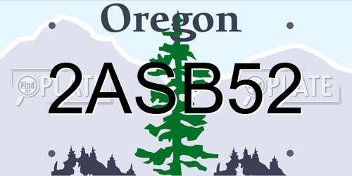 2ASB52 Oregon License Plate