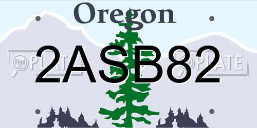 2ASB82 Oregon License Plate