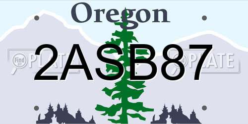 2ASB87 Oregon License Plate
