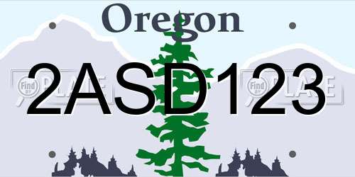 2ASD123 Oregon License Plate