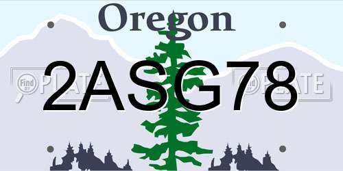 2ASG78 Oregon License Plate