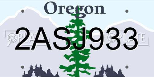 2ASJ933 Oregon License Plate