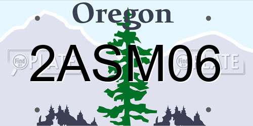 2ASM06 Oregon License Plate