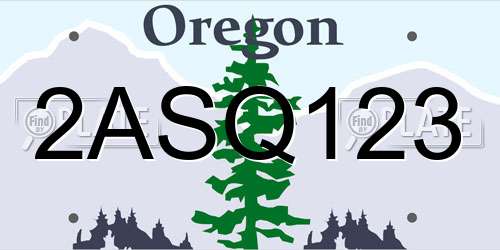 2ASQ123 Oregon License Plate