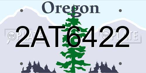2AT6422 Oregon License Plate