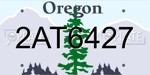 2AT6427 Oregon License Plate