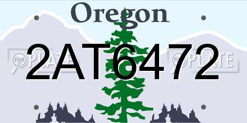 2AT6472 Oregon License Plate