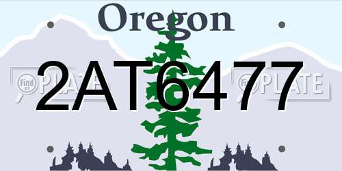 2AT6477 Oregon License Plate