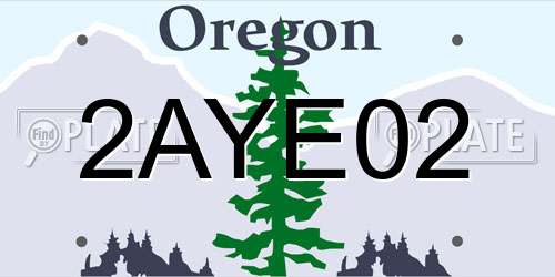 2AYE02 Oregon License Plate