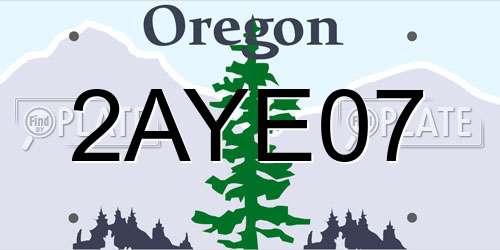 2AYE07 Oregon License Plate