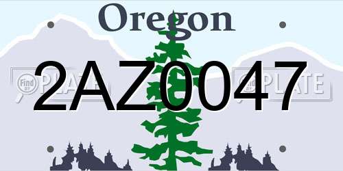 2AZ0047 Oregon License Plate