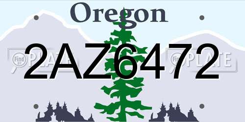 2AZ6472 Oregon License Plate
