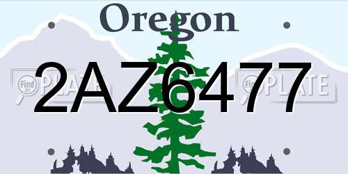 2AZ6477 Oregon License Plate