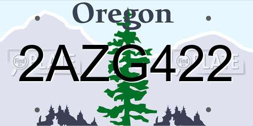 2AZG422 Oregon License Plate