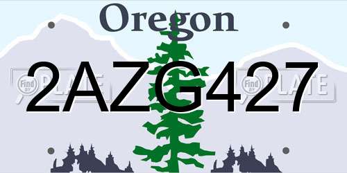 2AZG427 Oregon License Plate