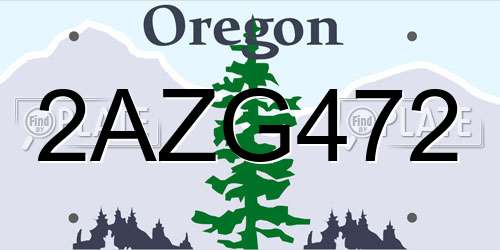 2AZG472 Oregon License Plate