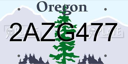 2AZG477 Oregon License Plate
