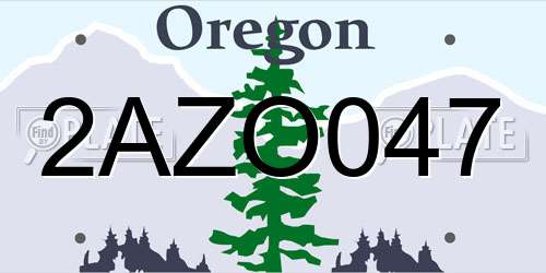 2AZO047 Oregon License Plate