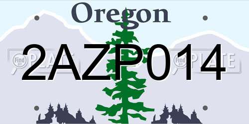 2AZP014 Oregon License Plate