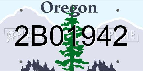 2B01942 Oregon License Plate