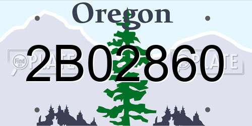 2B02860 Oregon License Plate