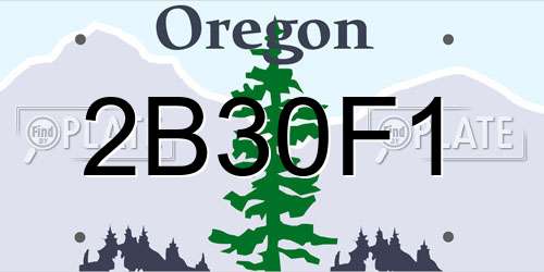2B30F1 Oregon License Plate
