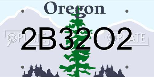 2B32O2 Oregon License Plate
