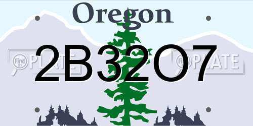2B32O7 Oregon License Plate