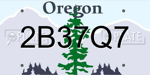 2B37Q7 Oregon License Plate