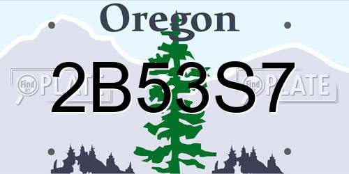 2B53S7 Oregon License Plate