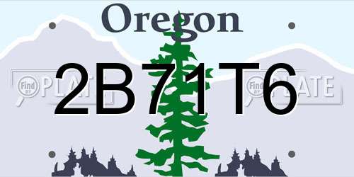 2B71T6 Oregon License Plate