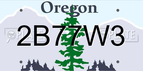 2B77W3 Oregon License Plate