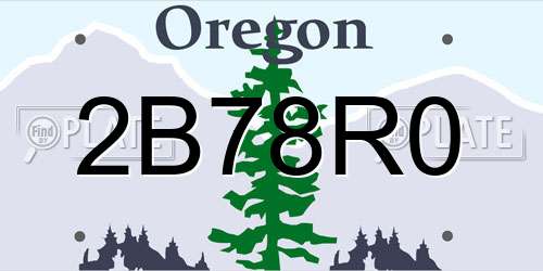 2B78R0 Oregon License Plate
