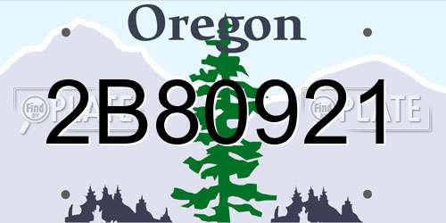 2B80921 Oregon License Plate