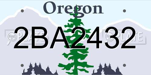 2BA2432 Oregon License Plate