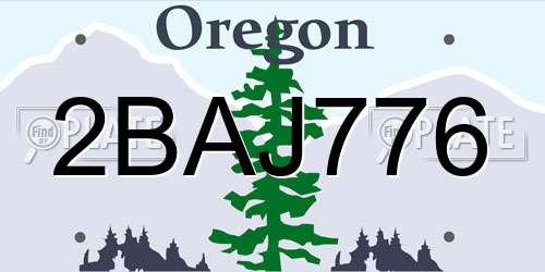 2BAJ776 Oregon License Plate