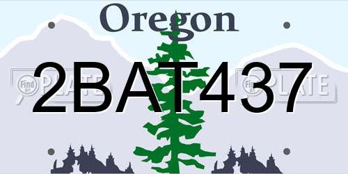 2BAT437 Oregon License Plate