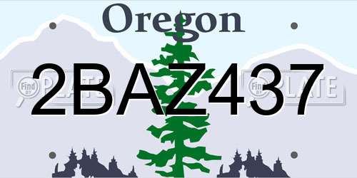 2BAZ437 Oregon License Plate