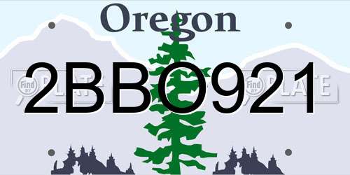 2BBO921 Oregon License Plate