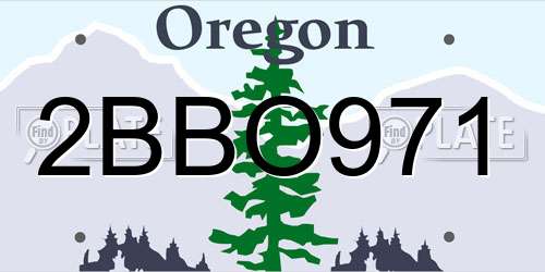 2BBO971 Oregon License Plate