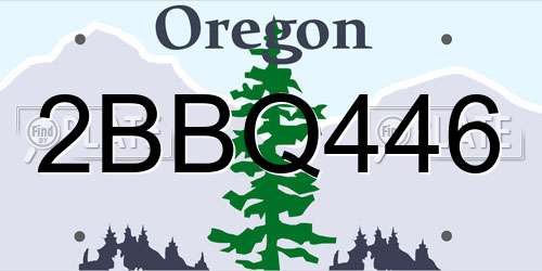 2BBQ446 Oregon License Plate
