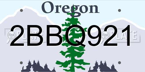 2BBQ921 Oregon License Plate
