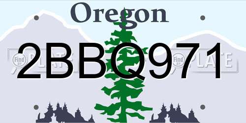 2BBQ971 Oregon License Plate